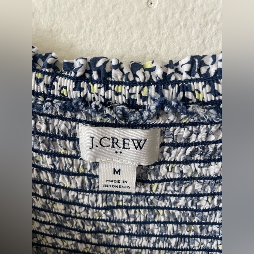 J. Crew Navy and White Floral Long Sleeve Dress - Picture 3 of 4